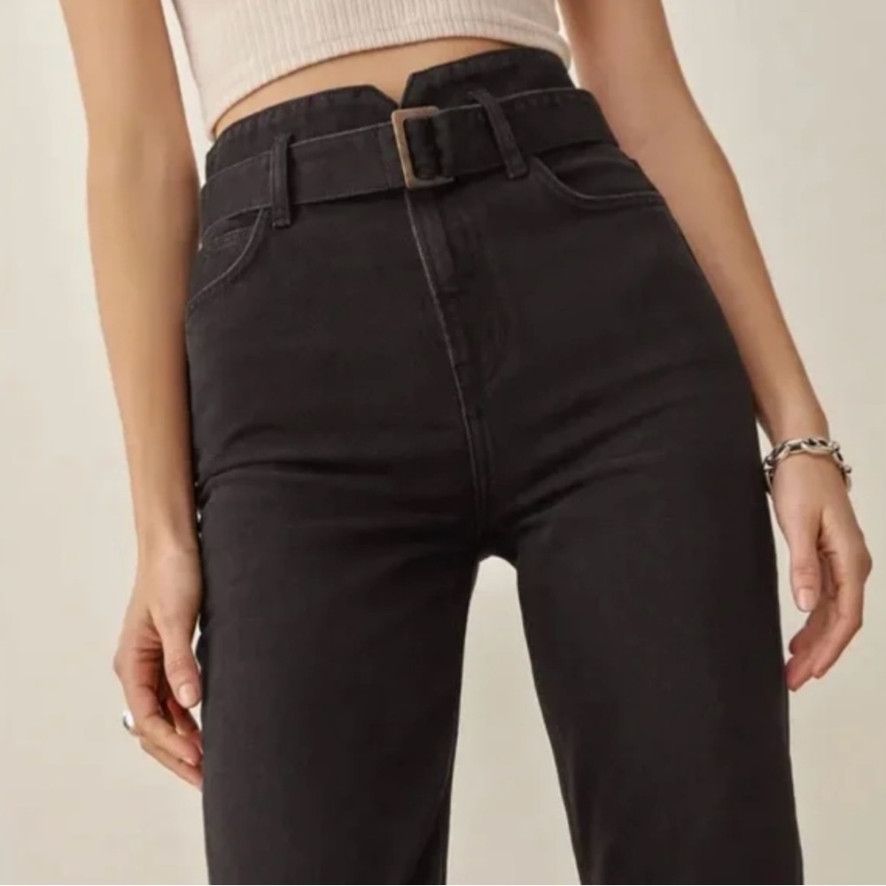 Reformation Cynthia straight high waisted belted denim jeans size 28 - Picture 3 of 8